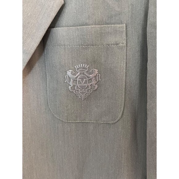 VINTAGE Sellecca Womens Light Gray Blazer Jacket with Embroidered Crest SZ 12P - Picture 5 of 9
